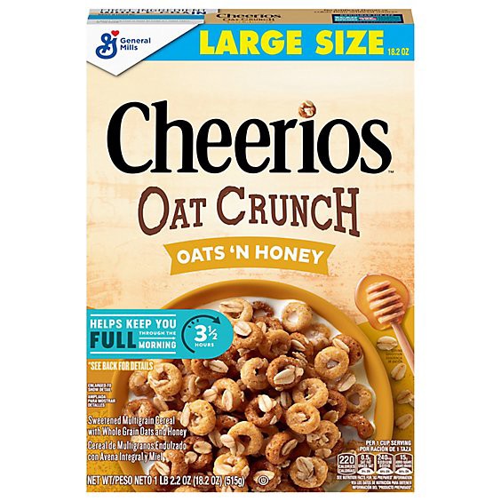 slide 1 of 11, Cheerios Oats N Honey Oat Crunch Cereal - 18.2 Oz, 18.2 oz