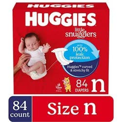 Huggies Little Snugglers Baby Diapers, Size Newborn (Up To 10 Lbs) - 84 Count