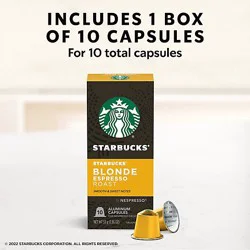 Starbucks By Nespresso Original Line Blonde Roast Espresso Capsules Box 10 Count - Each