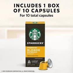 Starbucks By Nespresso Original Line Blonde Roast Espresso Capsules Box 10 Count - Each