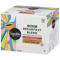 Signature Select Coffee Pod Breakfast Blend Decaf - 36 Count