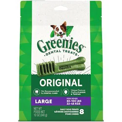 Greenies Original Large Natural Dog Dental Care Chews Oral Health Dog Treats 8 Count - 12 Oz