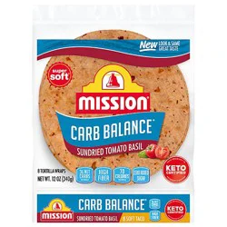 Mission Carb Balance Sundried Tomato Basil Tortilla Wraps - 8 Count