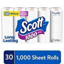 Scott 1000 Toilet Paper 1000 Sheets Per Roll Toilet Paper - 30 Count