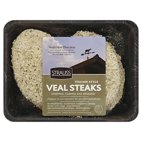 slide 1 of 1, Strauss Italian Breaded Veal Steaks Frozen, 12 oz