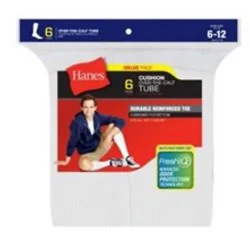 Hanes Mens Socks Over The Calf Tube Size 10 To 13 - 6 Count