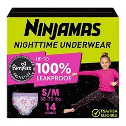 Ninjamas Nighttime Bedwetting Size S/m Girl Underwear - 14 Count