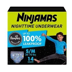 Ninjamas Nighttime Bedwetting Size S/m Boy Underwear - 14 Count