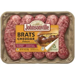 Johnsonville Uncooked Natural Casing Cheddar Pork Sausage Bratwurst - 19 Oz