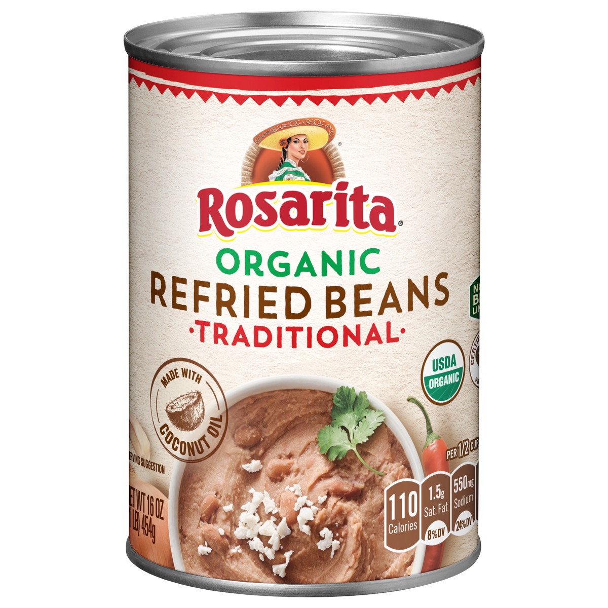 slide 1 of 5, Rosarita Organic Traditional Refried Beans 16 oz, 16 oz