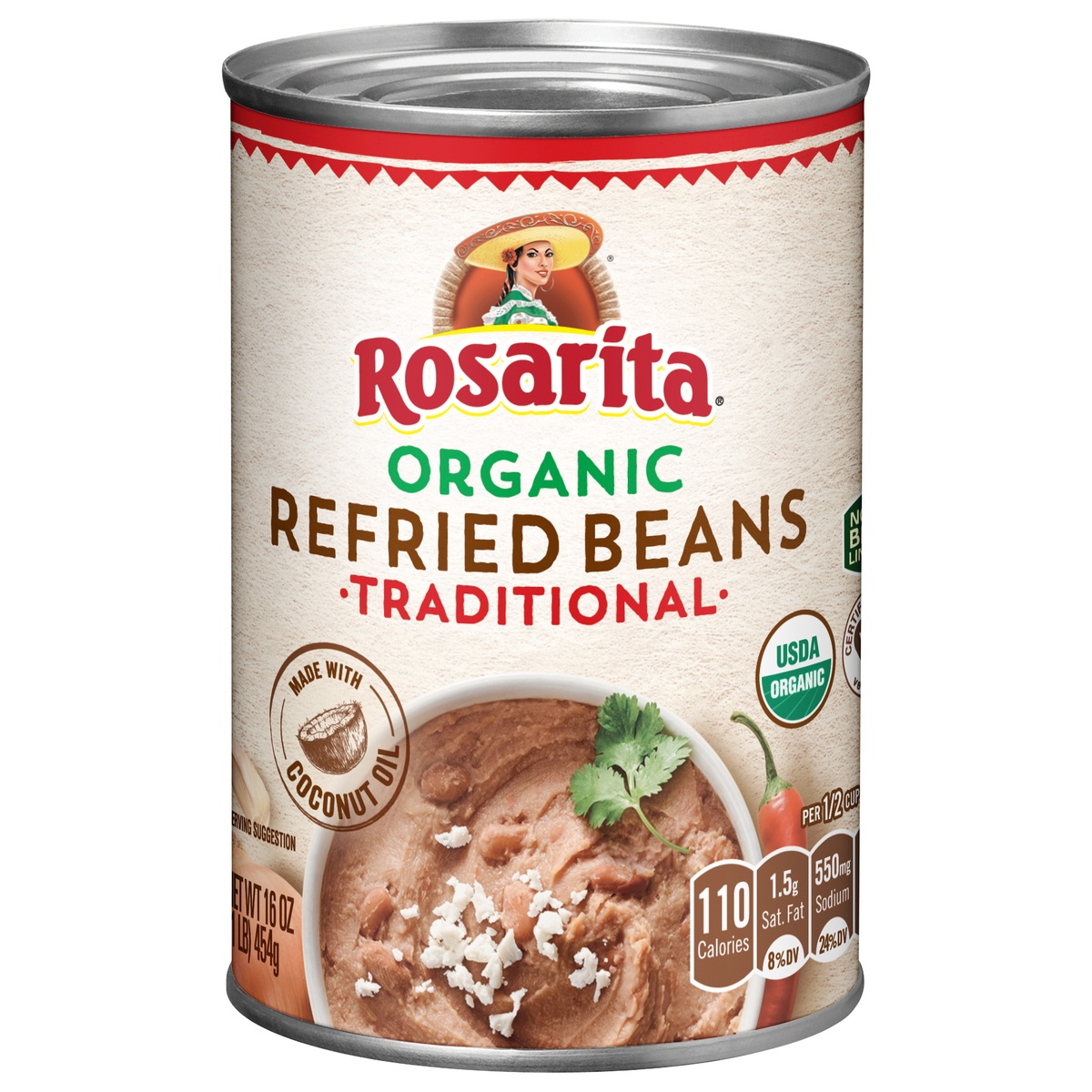 slide 1 of 1, Rosarita Organic Traditional Refried Beans, 16 oz