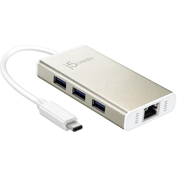 slide 8 of 8, j5create Usb Type-C Gigabit Ethernet & Hub Multi-Port Adapter, 6'', White, Jch471, 1 ct