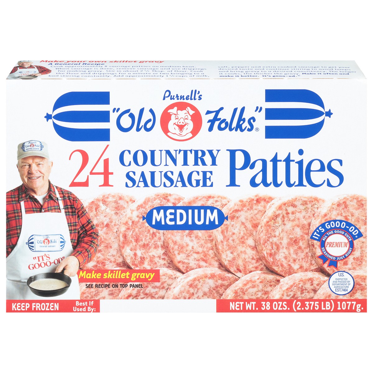 slide 1 of 9, Purnell's "Old Folks" Medium Sausage Patties, 24 ct, 38 oz, 38 oz