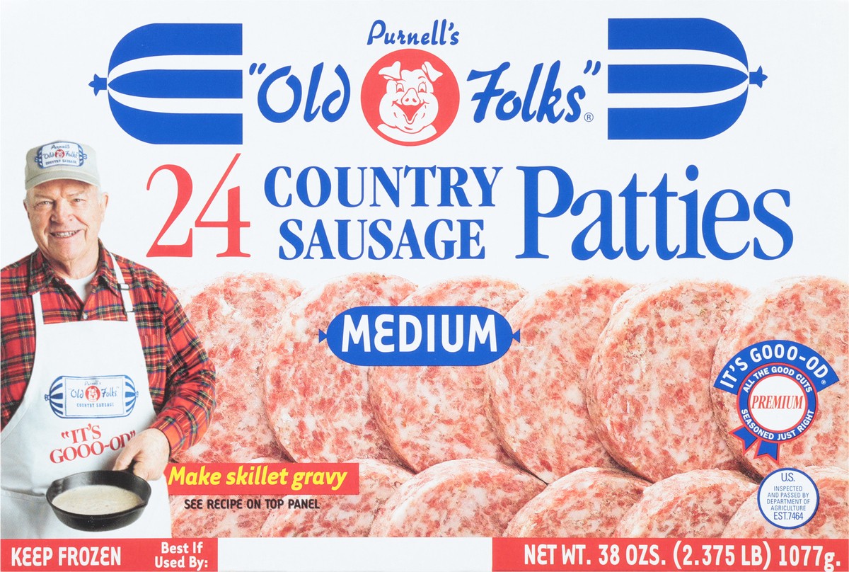 slide 5 of 9, Purnell's "Old Folks" Medium Sausage Patties, 24 ct, 38 oz, 38 oz