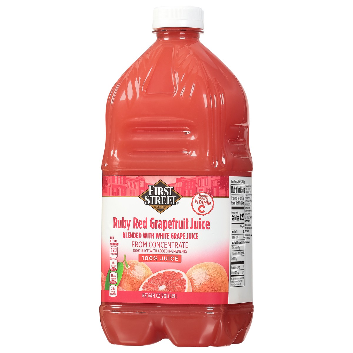 slide 4 of 4, First Street 100% Ruby Red Grapefruit, 64 oz