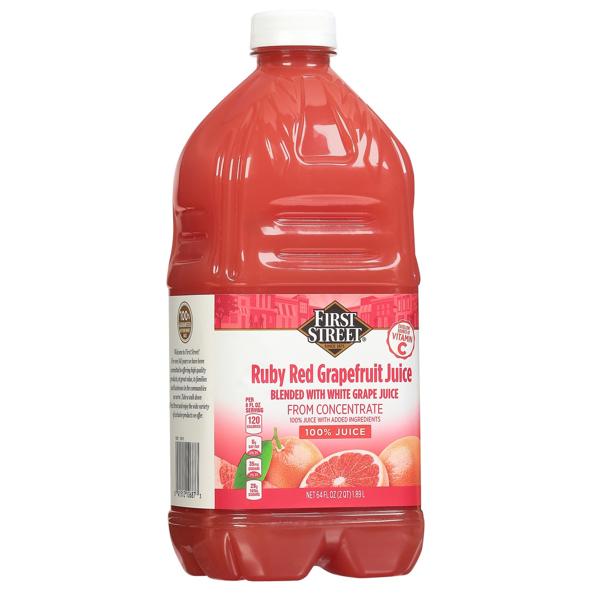 slide 2 of 4, First Street 100% Ruby Red Grapefruit, 64 oz