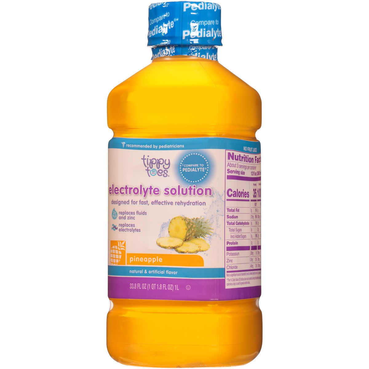 slide 11 of 14, Tippy Toes Pineapple Electrolyte Solution, 33.8 oz