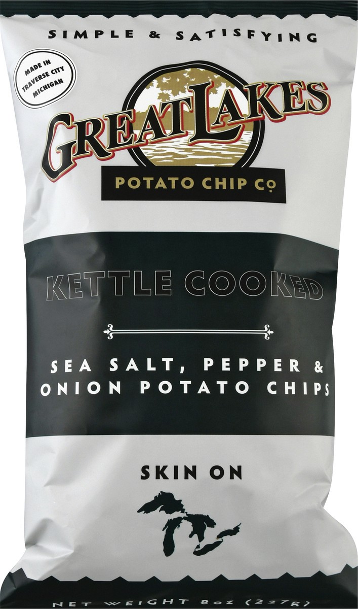 slide 2 of 13, Great Lakes Potato Chip Co Kettle Chip Sea Salt & Pepper, 8 oz