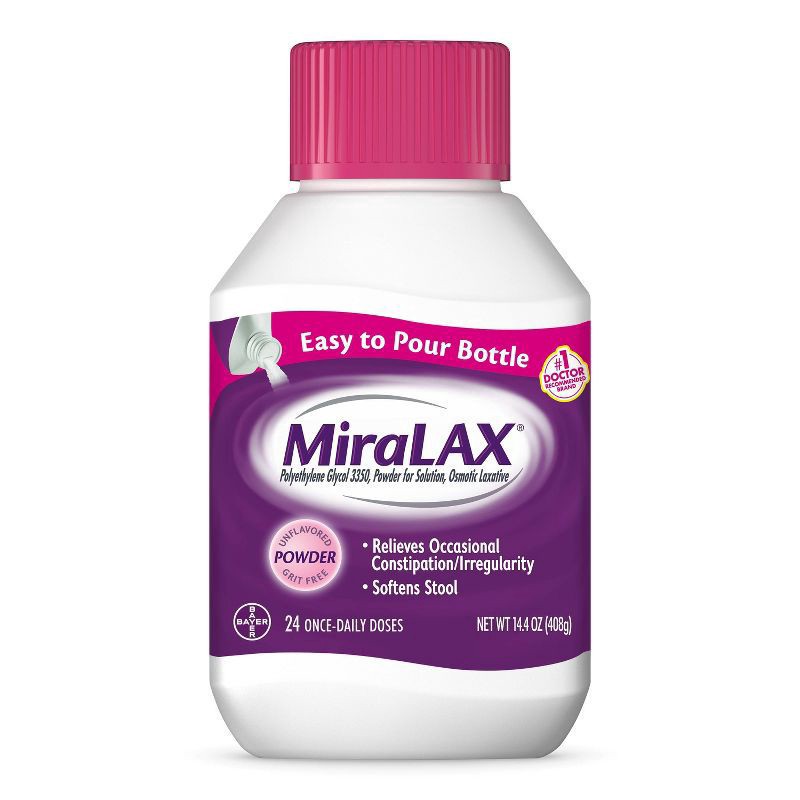 slide 1 of 6, Miralax Gentle Constipation Relief 24 Doses without Harsh Side Effects Osmotic Laxative Powder - 14.4oz, 14.4 oz
