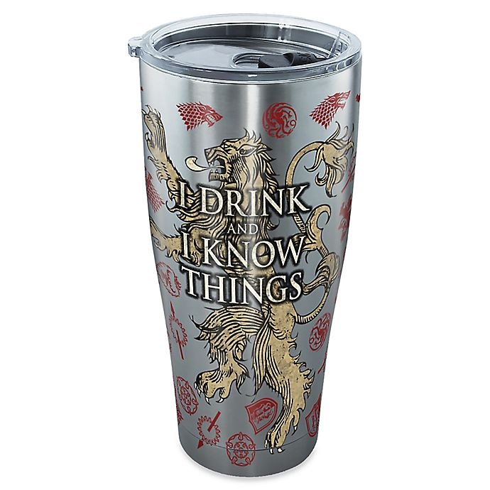 slide 1 of 1, Tervis Game of Thrones I Drink and I Know Things Stainless Steel Tumbler with Lid, 30 oz
