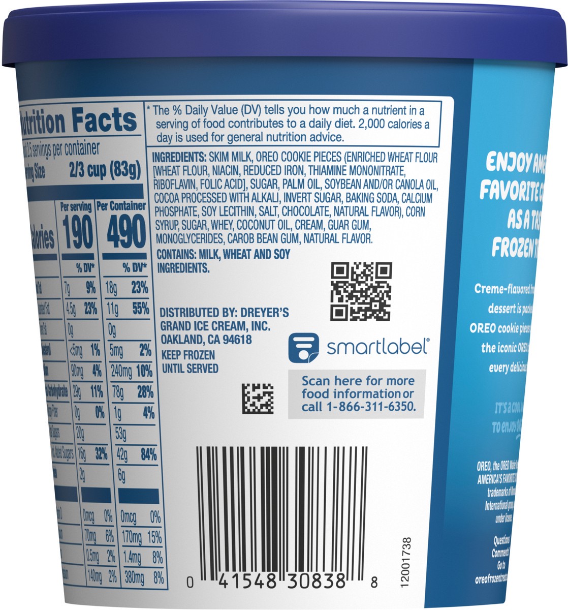 slide 7 of 9, OREO Frozen Dairy Dessert, 14-Fluid Ounce Scoopable Tub, 14 fl oz