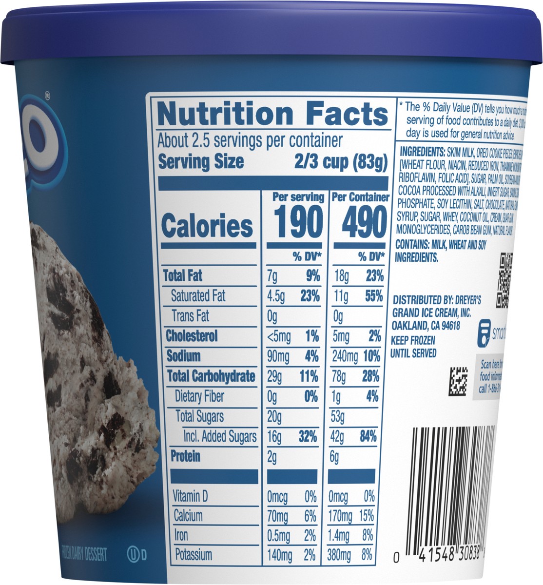 slide 5 of 9, OREO Frozen Dairy Dessert, 14-Fluid Ounce Scoopable Tub, 14 fl oz
