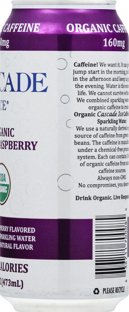 slide 8 of 9, Cascade Ice Organic Caffeinated Black Raspberry Sparkling Water, 16.0 oz