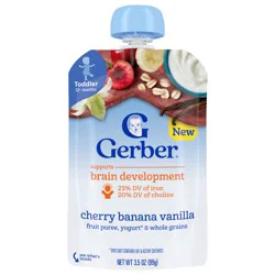 Gerber Toddler Food, Cherry Banana Vanilla Puree Pouch, Fruit Yogurt & Whole Grain