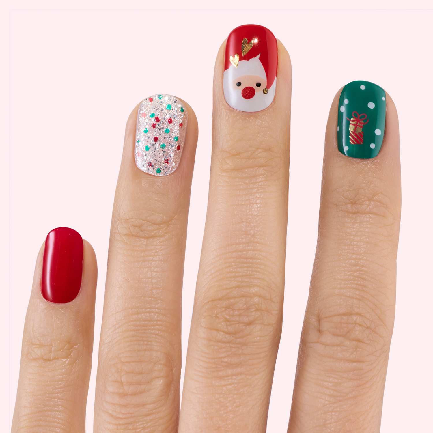 slide 3 of 7, Dashing Diva GLOSS, Gel Nail Polish Strips, Limited Edition Holiday Gift Set, Santa Said So, Includes 24 accent strips, 22 solid color strips, 1 ct