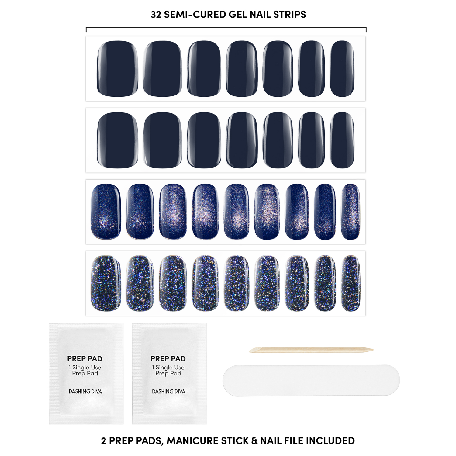 slide 2 of 5, Dashing Diva GLAZE DESIGN, Semi-Cured Gel Nail Polish Stickers, Sapph-Fired Up, Includes 32 Strips, 1 ct