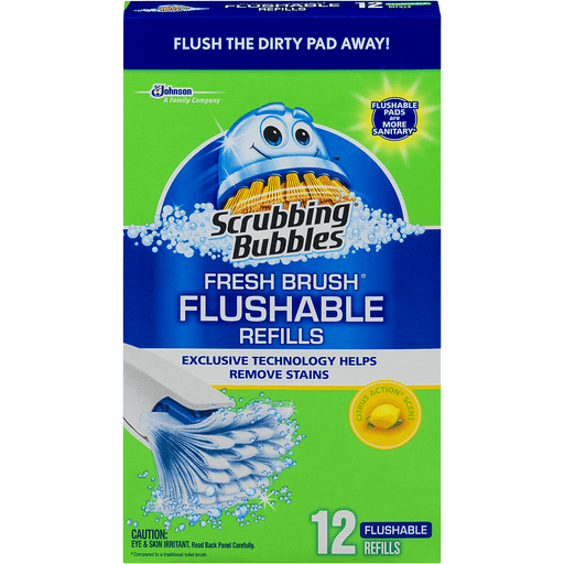 slide 2 of 9, Scrubbing Bubbles Citrus Action Disposable Toilet Brush Flushable Refills, 12 ct