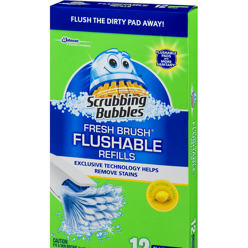 slide 3 of 9, Scrubbing Bubbles Citrus Action Disposable Toilet Brush Flushable Refills, 12 ct