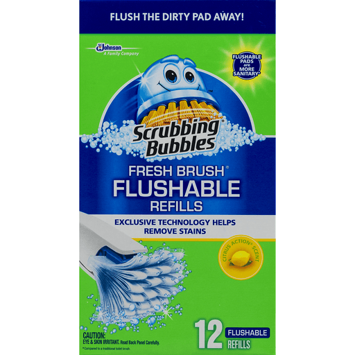 slide 4 of 9, Scrubbing Bubbles Citrus Action Disposable Toilet Brush Flushable Refills, 12 ct