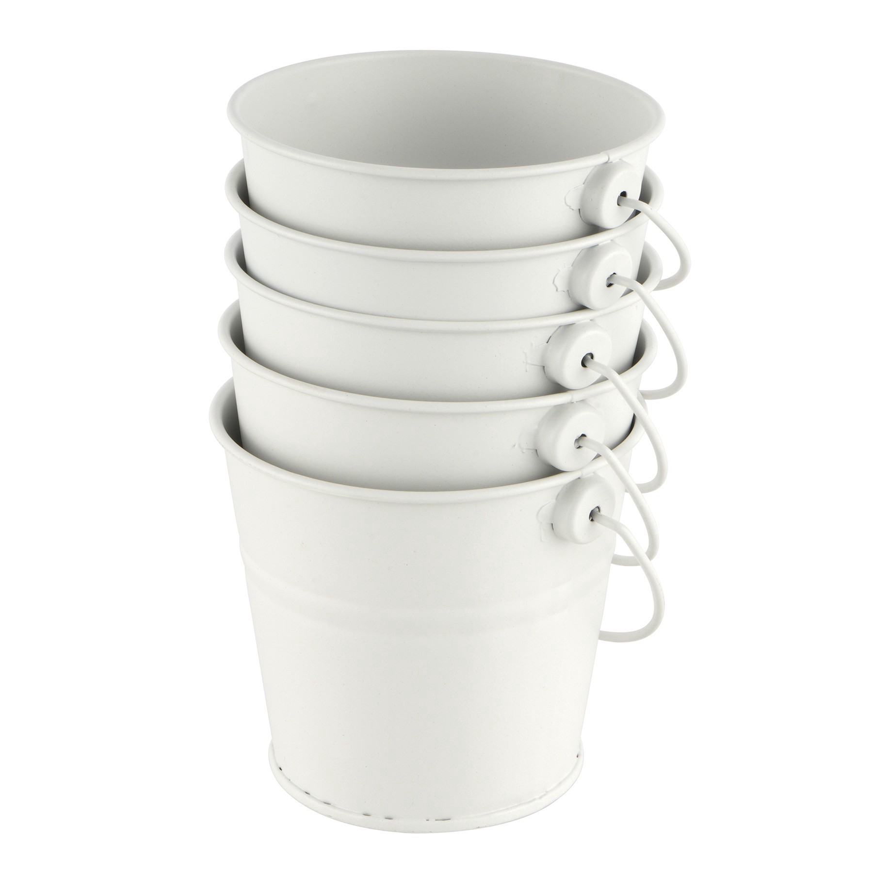 slide 2 of 2, 3" White Metal Buckets By Celebrate It, 5ct., 5 ct