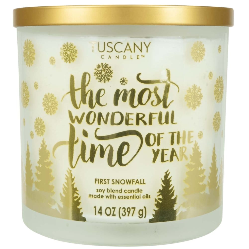 slide 1 of 1, Tuscany Candle The Most Wonderful Time Of The Year First Snowfall Frosted Jar Candle - White, 14 oz