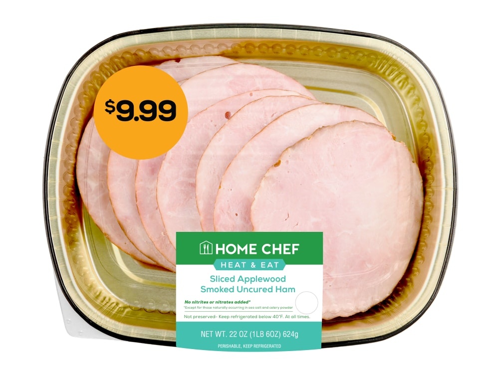 slide 1 of 1, Home Chef Heat & Eat Sliced Applewood Smoked Uncured Ham, 22 oz