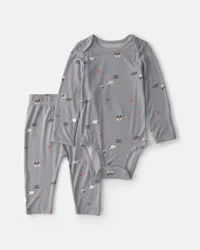 Carters Baby 2-Piece Halloween PurelySoft™ Long-Sleeve Bodysuit & Pant Set - Grey Grey 12M