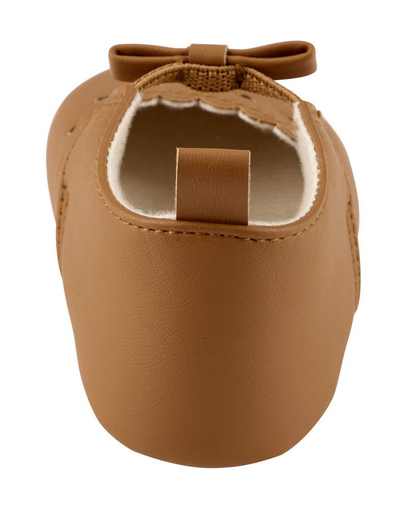 slide 2 of 6, Oshkosh Slip-On Scalloped Heart Crib Shoes Brown 2, 1 ct