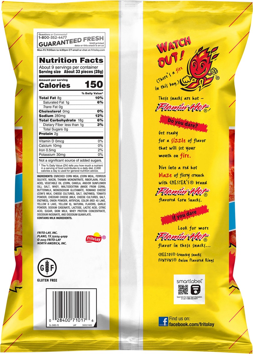 slide 2 of 6, Chester's Fries Corn Snacks Flamin' Hot Flavored 8 5/8 Oz, 8.62 oz
