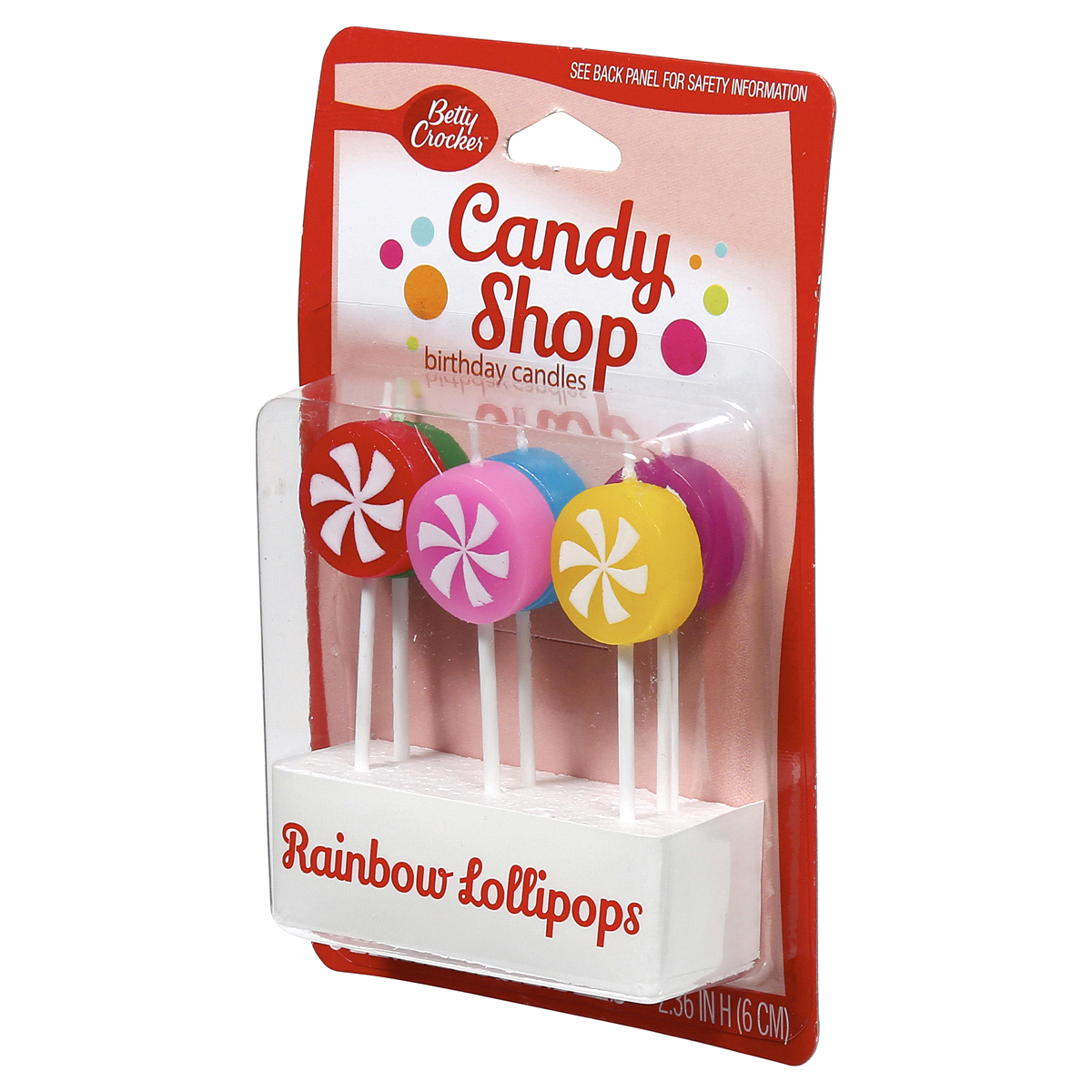 slide 3 of 3, Betty Crocker Candy Shoppe Rainbow Lollipop Birthday Candles, 6 ct