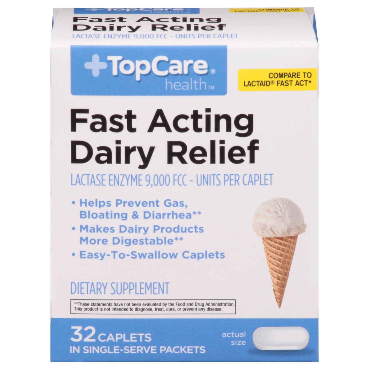 slide 1 of 9, Topcare Dairy Relief Tablets, 32 ct