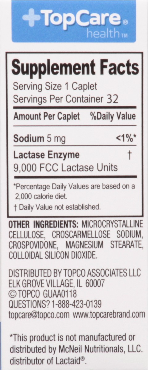 slide 8 of 9, Topcare Dairy Relief Tablets, 32 ct