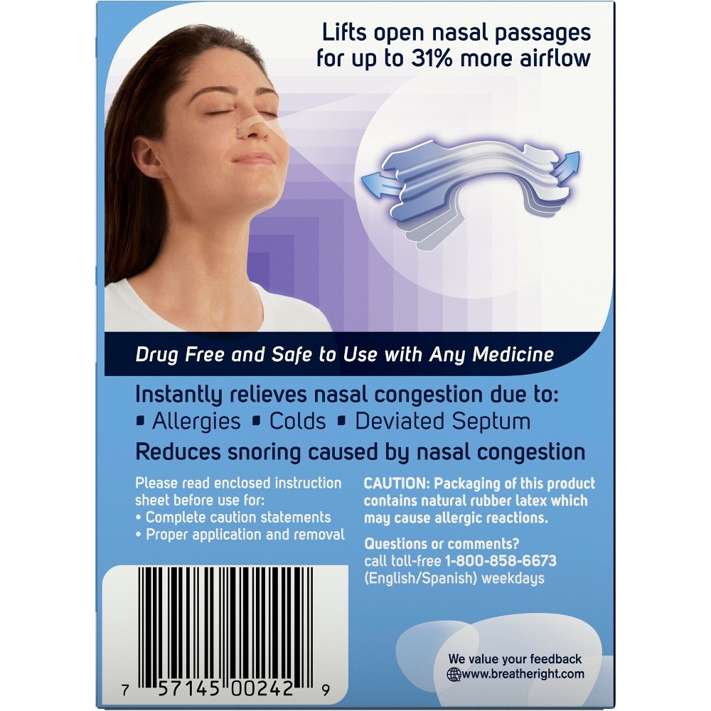 slide 2 of 4, Breathe Right Clear Small/Medium Nasal Strips, 30 ct