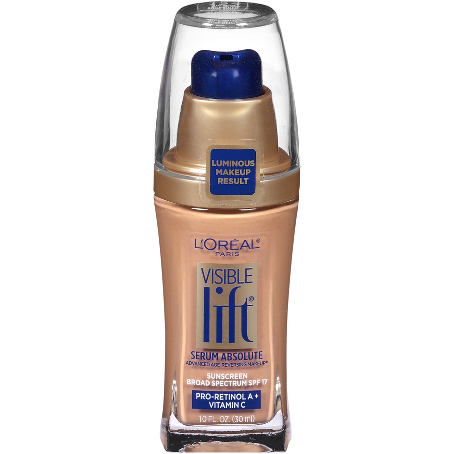 slide 2 of 7, L'Oréal L'Oreal Paris Visible Lift Serum Absolute Age-Reversing Lightweight Foundation Makeup with SPF 17 - 154 Sun Beige, 1 fl oz