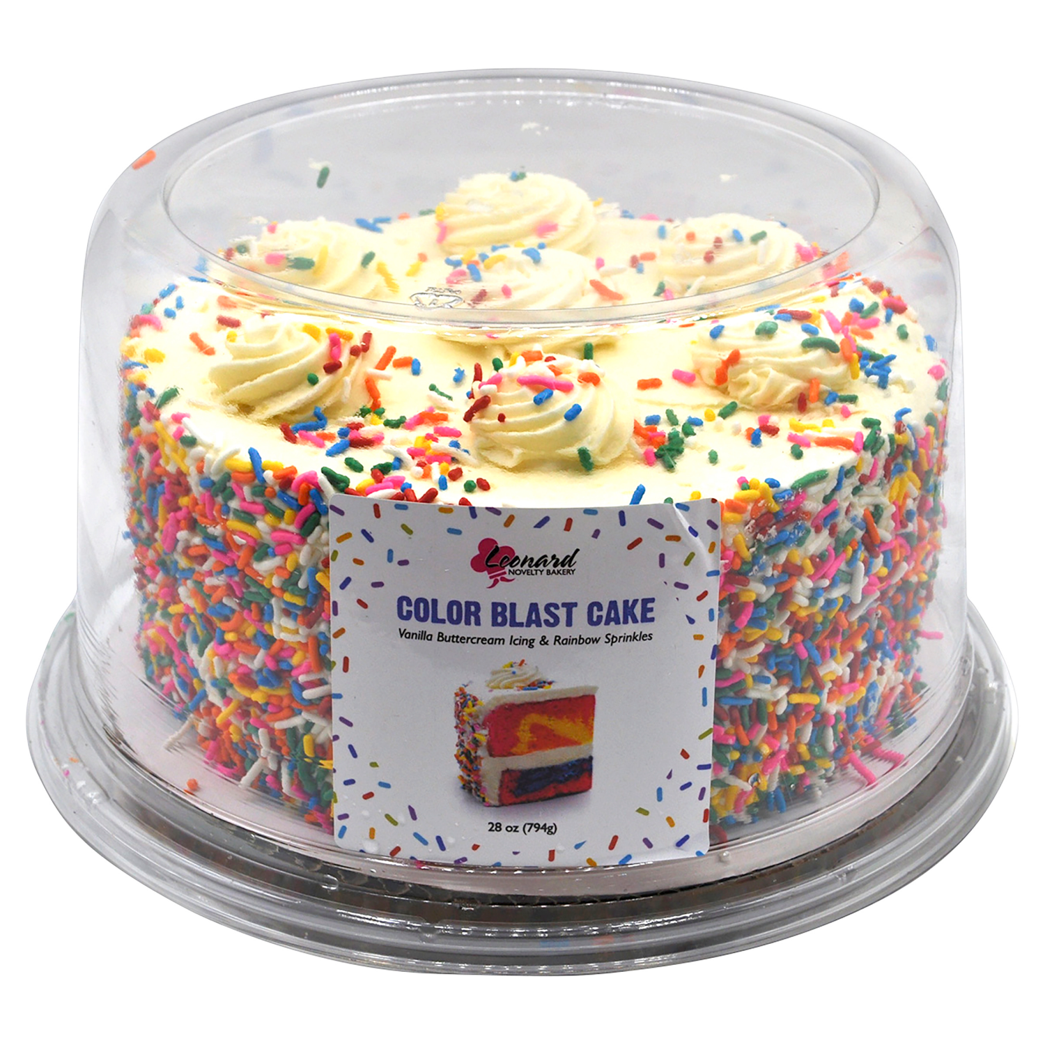 slide 1 of 2, 7" Double Layer Rainbow Colorblast Cake, 28 oz