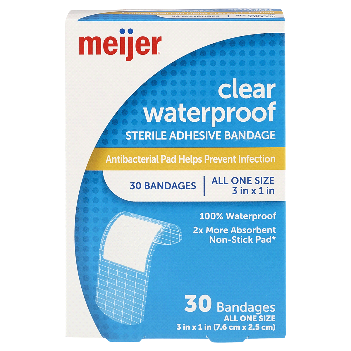 slide 1 of 13, Meijer Clear Waterproof Sterile Adhesive Bandage, 30 ct