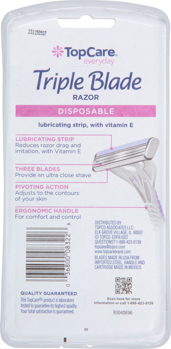 slide 5 of 9, TopCare Everyday Triple Blade Disposable Razors 4 ea, 4 ct