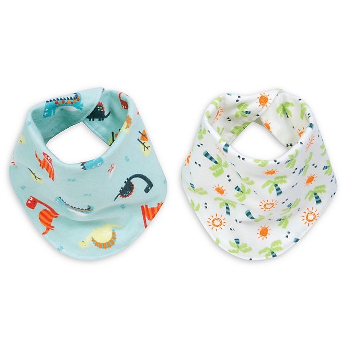 slide 1 of 3, Trend Lab Dinosaur Reversible Flannel Bandana Bib Set, 2 ct