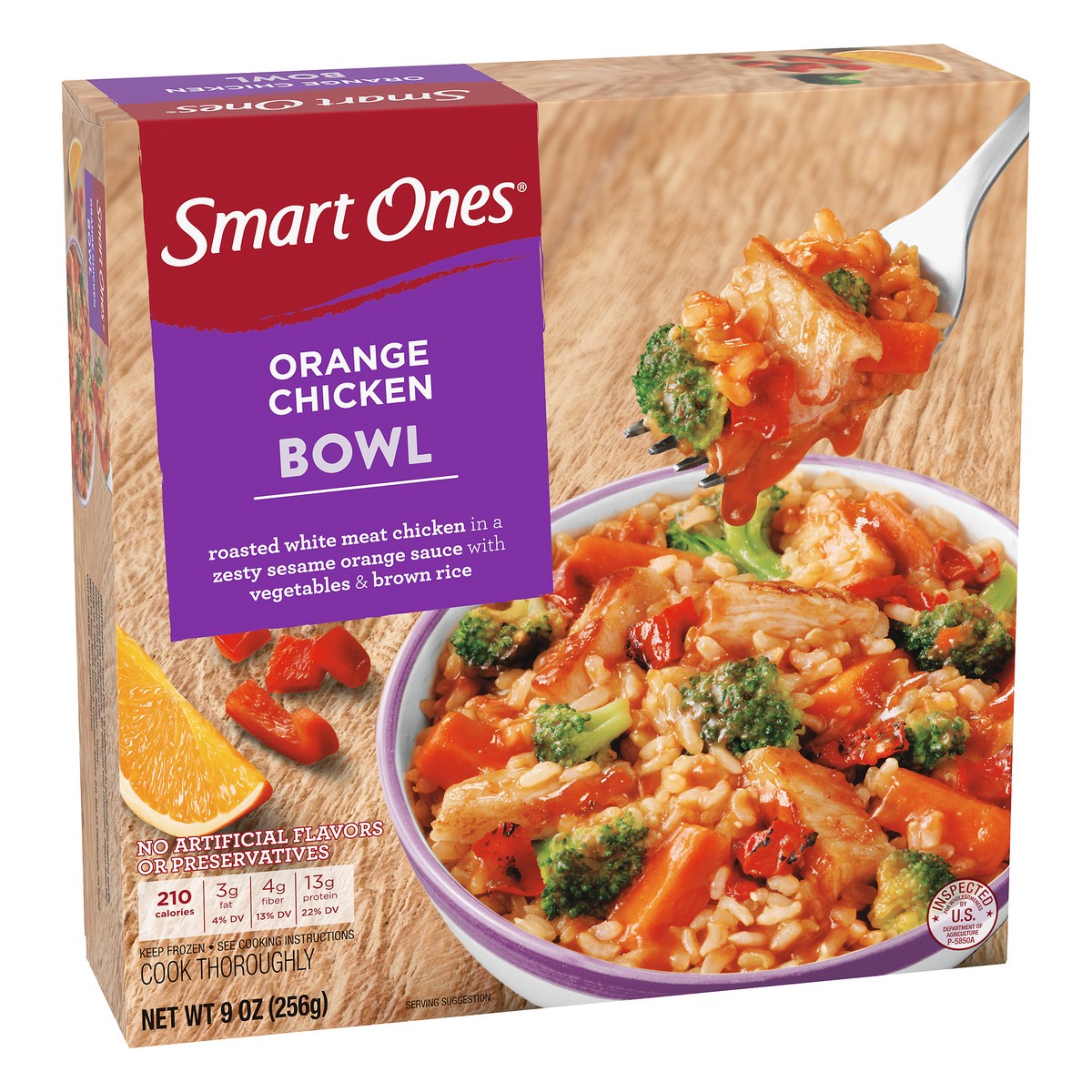 slide 7 of 9, Smart Ones Orange Chicken Bowl with Zesty Seasme Orange Sauce, Vegetables & Brown Rice Frozen Meal, 9 oz Box, 9 oz