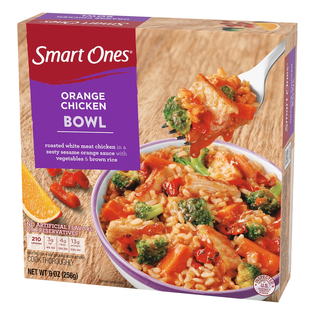 slide 4 of 9, Smart Ones Orange Chicken Bowl with Zesty Seasme Orange Sauce, Vegetables & Brown Rice Frozen Meal, 9 oz Box, 9 oz